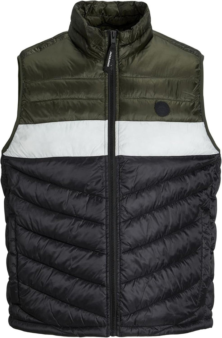 JACK & JONES Herren Jjehero Bodywarmer Collar Noos Quilted Jacket S Rosin/Detail:blocked - Black/Whi