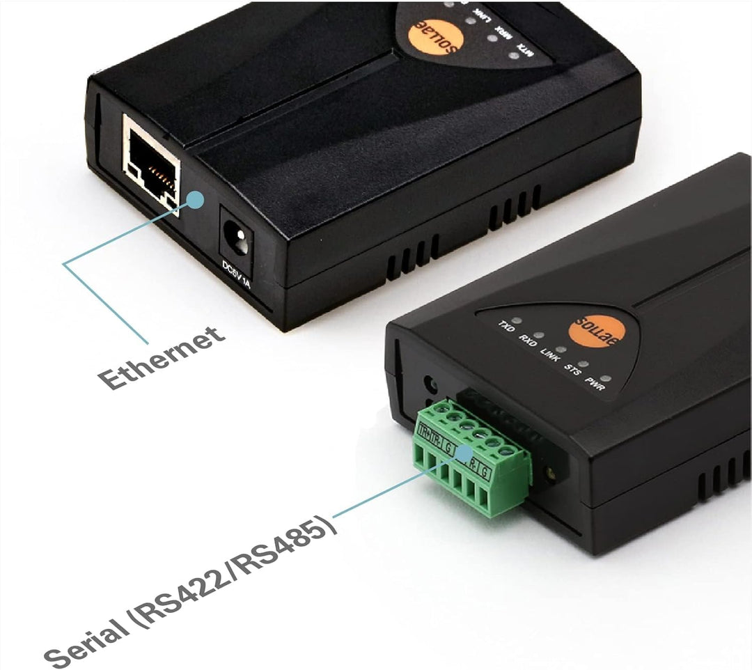 SOLLAE SYSTEMS Industrieller Seriell-zu-Ethernet-Konverter, RS422/RS485, TCP, UDP, Geräteserver, CSE