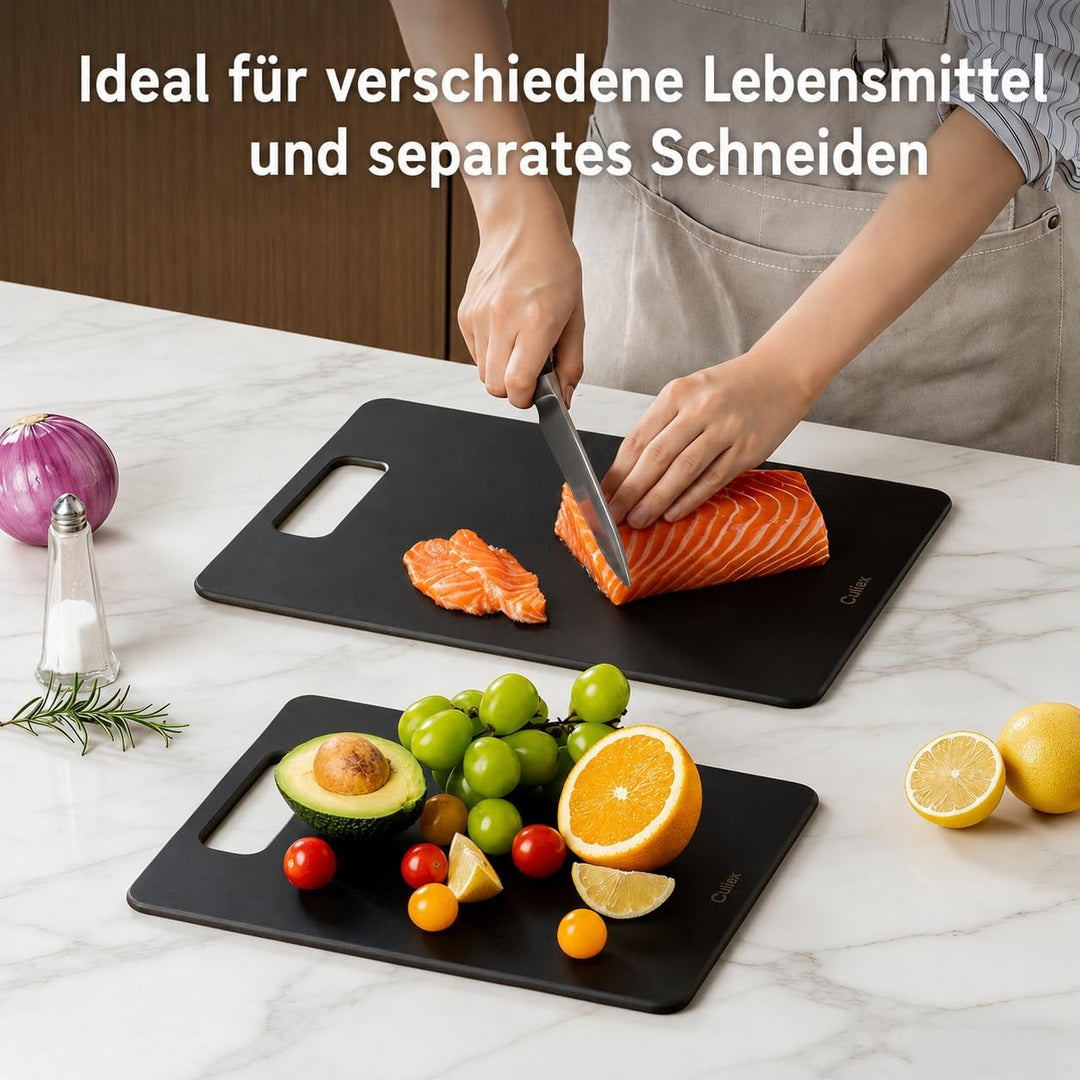 Holzfaser Schneidebrett 2er-Pack, Spülmaschinenfest Verbund-Schneidebrett, Hohe Dichte, Ungiftig, BP