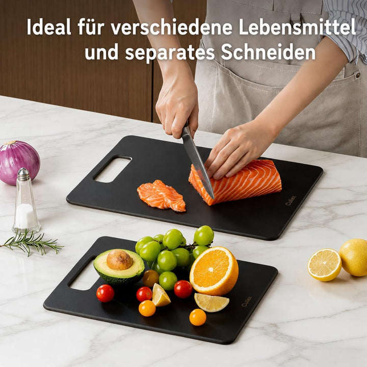 Holzfaser Schneidebrett 2er-Pack, Spülmaschinenfest Verbund-Schneidebrett, Hohe Dichte, Ungiftig, BP