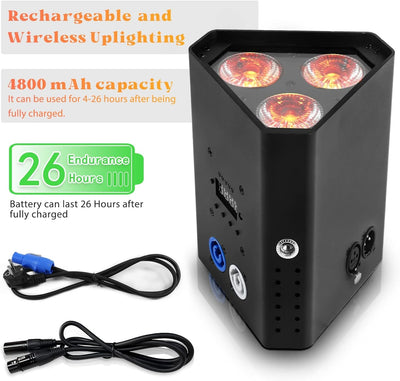 UKing Akku LED Par strahler, 2er Wiederaufladbarem 54W LED Par scheinwerfer RGBWA+UV Party Licht Büh