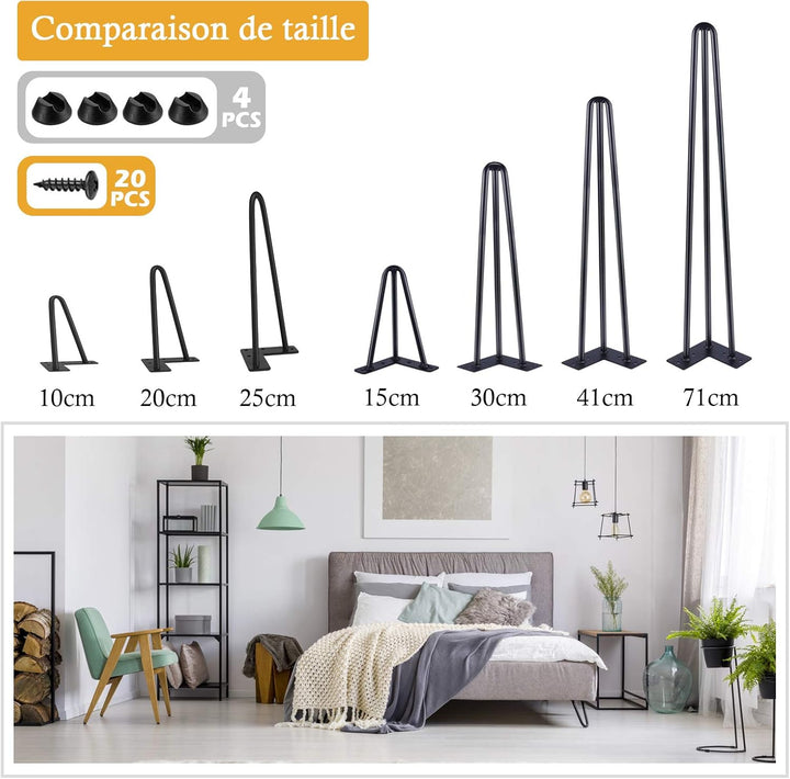 Fimghsoo Haarnadel Tischbein 4X Hairpin Leg Möbelbein Haarnadelbeine aus Metall Tischzubehör DIY für
