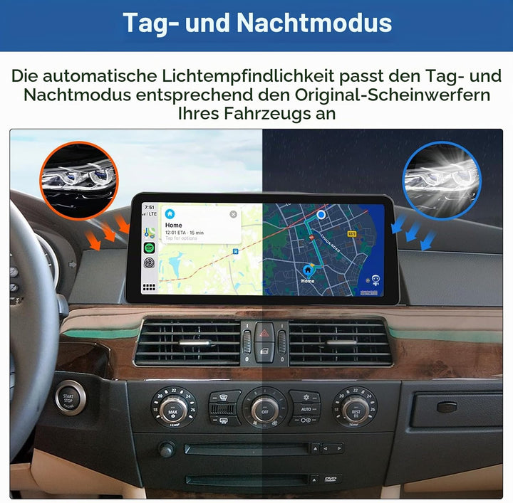 Road Top 12,3 Zoll Ultraschmaler Autoradio Carplay für BMW 5er E60/E61 CCC | 2003-2008 Jahr, Linux H