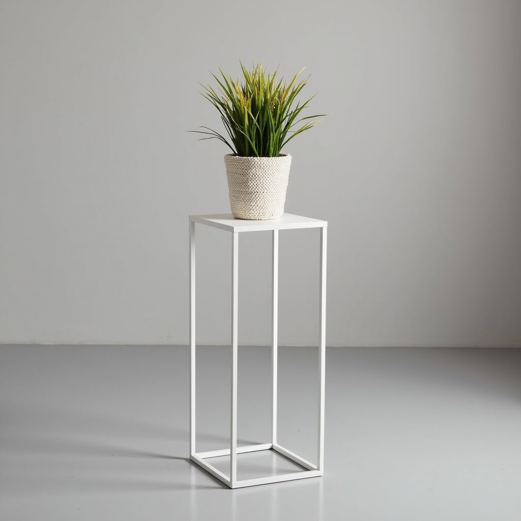 Pflanzenständer Ferro - 24x24x70cm - Farbe Weiss - für Zimmerblumen - Metallregal - Dekorativer Tisc