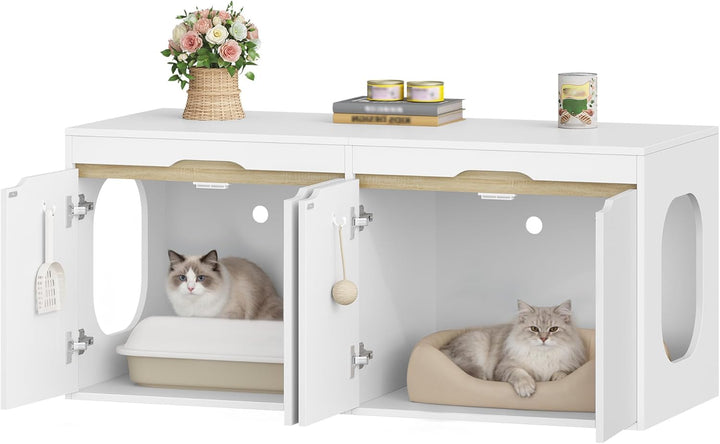 Katzenklo Schrank, Katzenschrank für 2 Katzen, Katzentoilette mit Tür, für Katzen, Doppeltür, Beiste