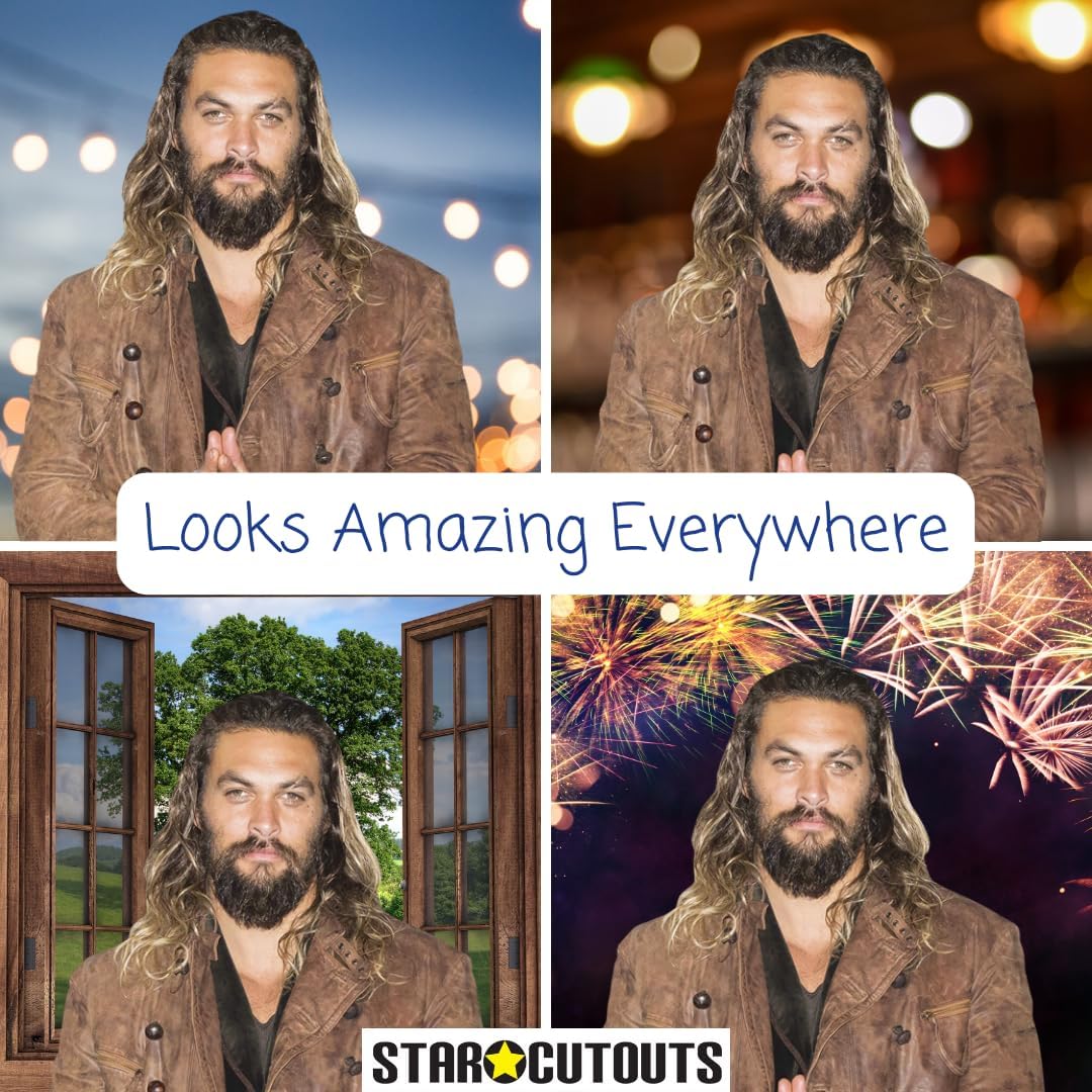STAR CUTOUTS Jason Momoa Aussparung mit Mini-Tischplatte, Pappe, Mehrfarbig, Lifesize