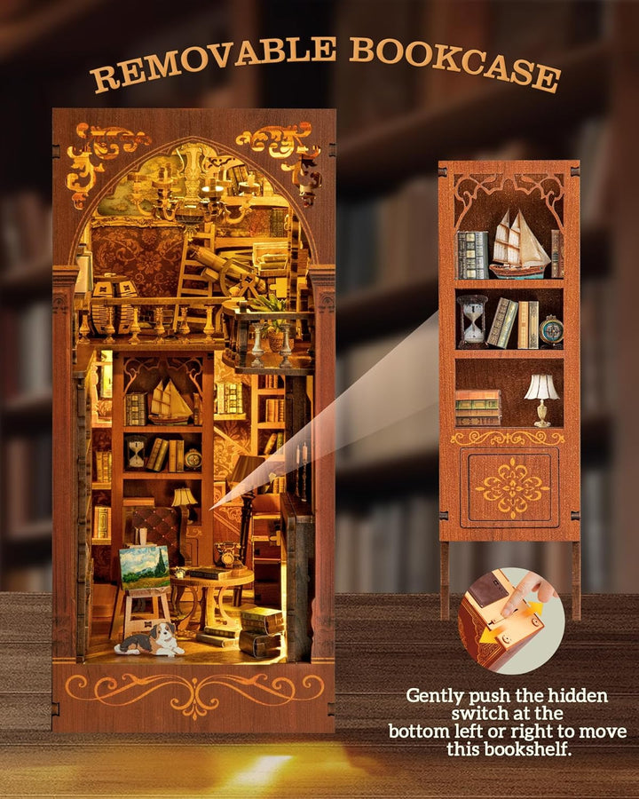 RONSTONE DIY Book Nook Kit - Salbei Bibliothek Puppenhaus Booknook Bücherregaleinsatz Decor Alley mi