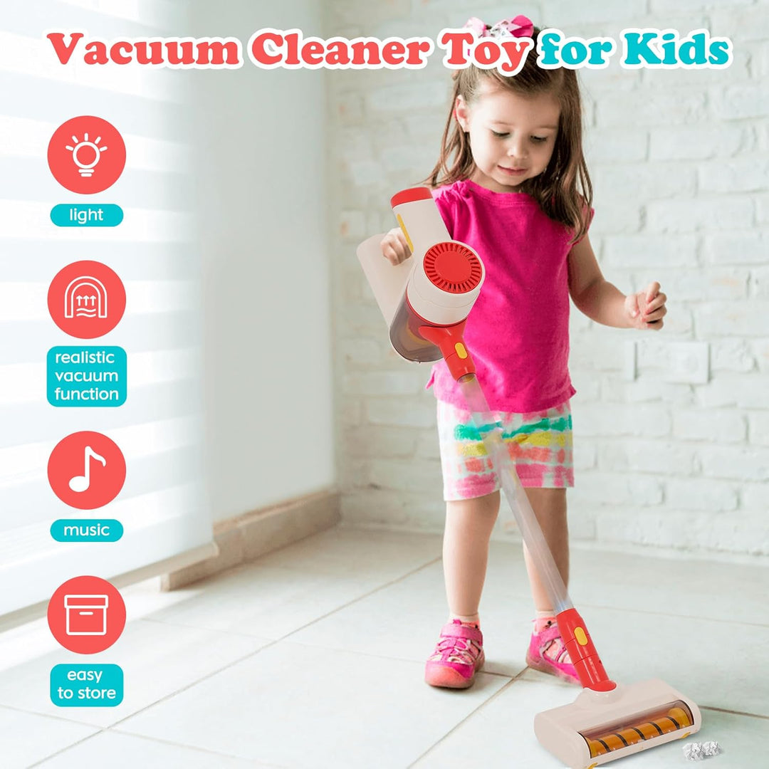 Kinder Staubsauger Spielzeug, 3 in 1 Realistische Absaugung Kinder Reinigung Spielzeug Set, Pretend