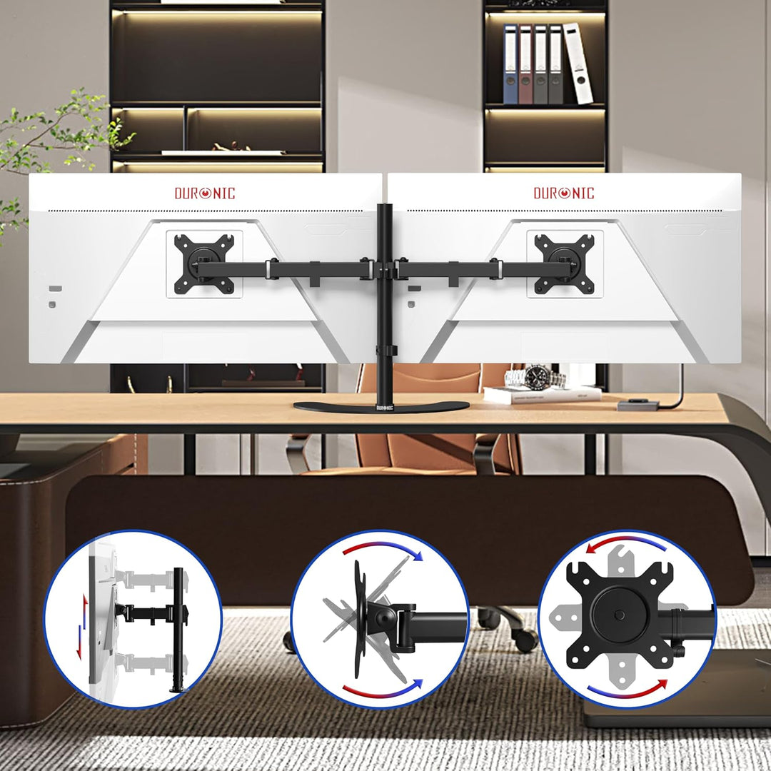 Duronic DM15D2 Monitorarm | Standfuss für 27" Zoll Bildschirm | Höhenverstellbar | 8kg Belastbarkeit