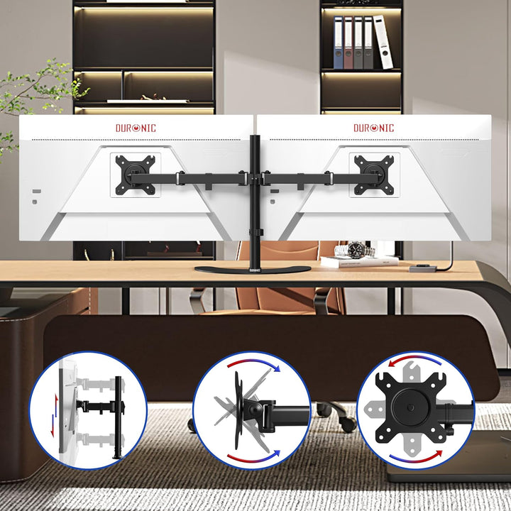 Duronic DM15D2 Monitorarm | Standfuss für 27" Zoll Bildschirm | Höhenverstellbar | 8kg Belastbarkeit