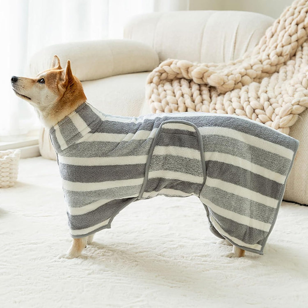 Hundehandtuch – Bademantel für Haustiere und Katzen, Mikrofaser, saugfähig, gestreift, Decke für nac
