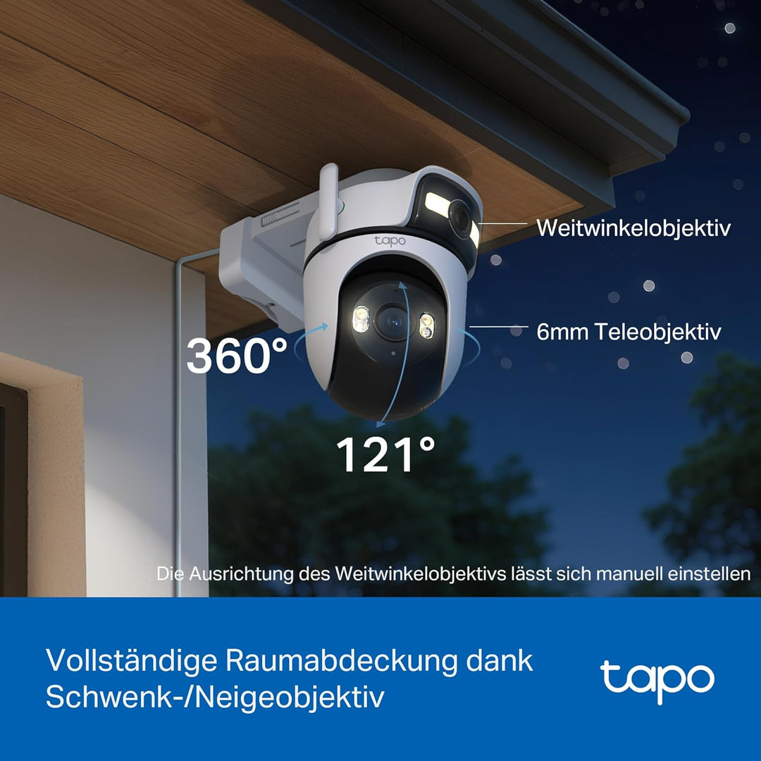 Tapo C545D Outdoor Überwachungskamera | 2K Dual-Objektiv | 165° Weitwinkel & 6mm Teleobjektiv | Smar