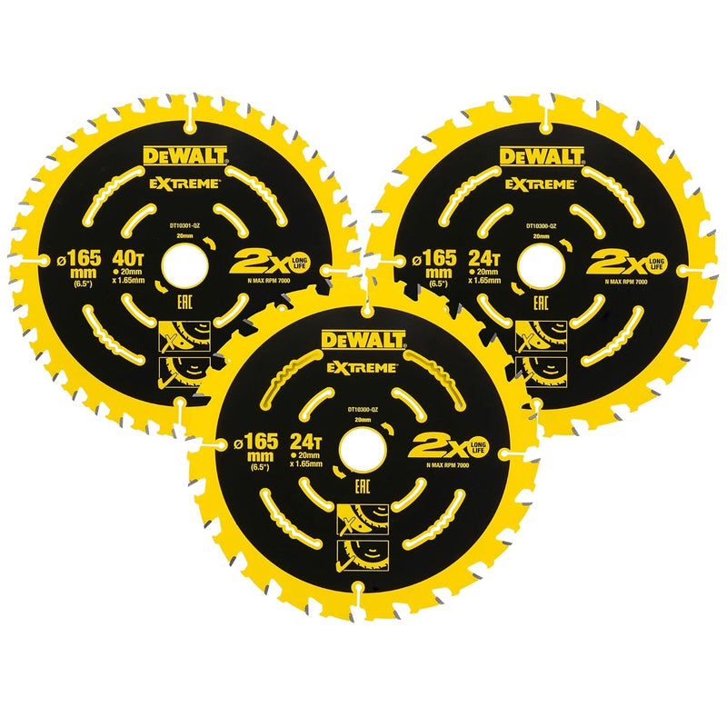 Dewalt Elite Kreissägeblatt-Set DT10397 (3er Set bestehend aus 2x 24 Zähne, 1x 40 Zähne, Sägeblatt-ø