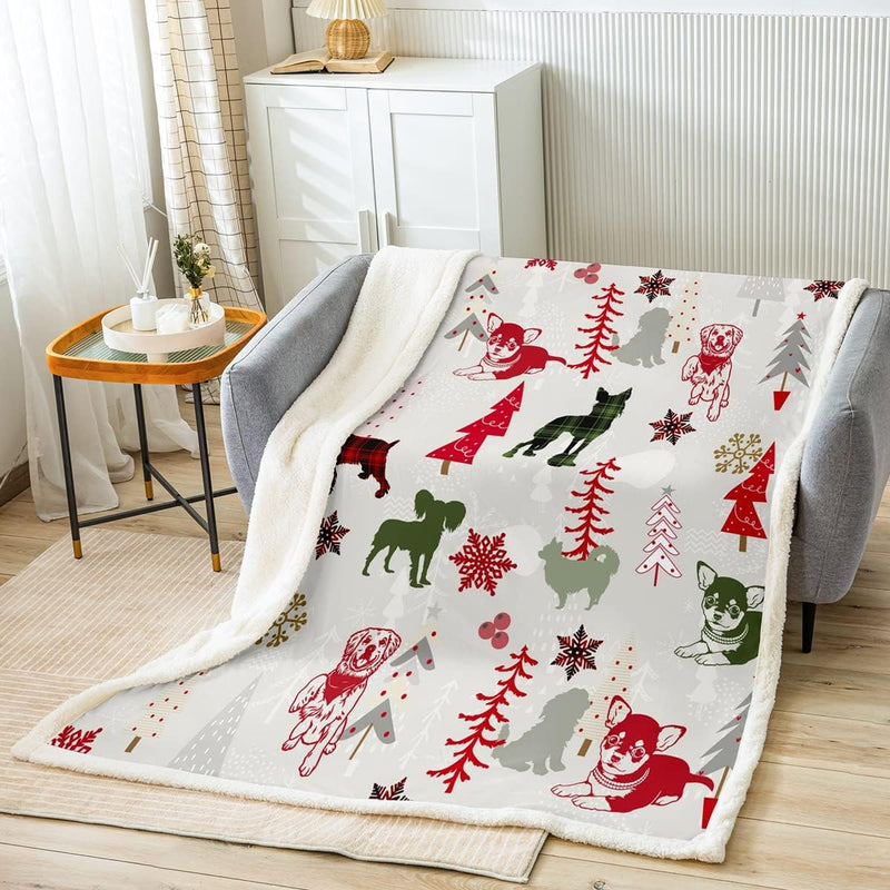 Weihnachten Decke 150x200 Kinder Nette Büffel Plaid Hunde Fuzzy Decke für Kinder Jungen Mädchen Weih