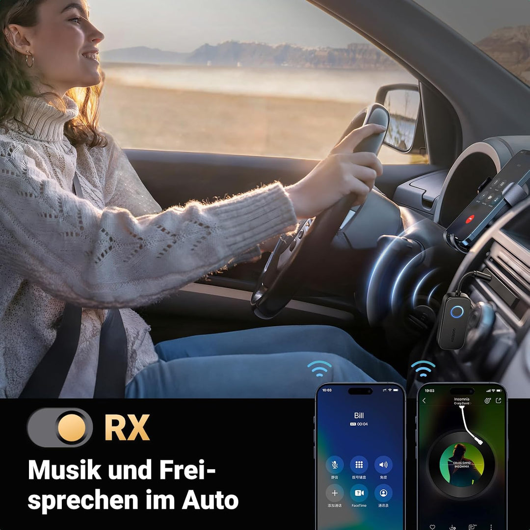 UGREEN Flugzeug Bluetooth 5.2 Sender mit Extra Dual 3.5 mm AUX Adapter, Bluetooth Adapter für Zwei K
