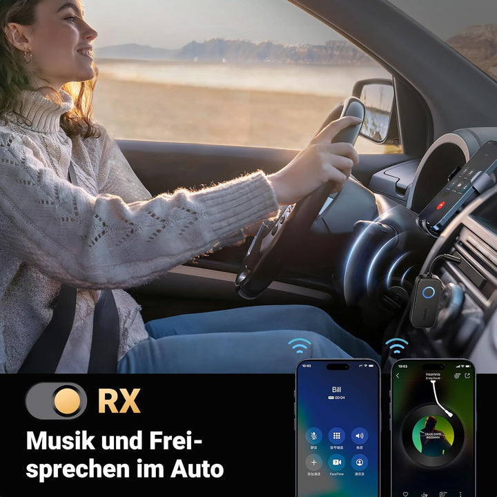 UGREEN Flugzeug Bluetooth 5.2 Sender mit Extra Dual 3.5 mm AUX Adapter, Bluetooth Adapter für Zwei K