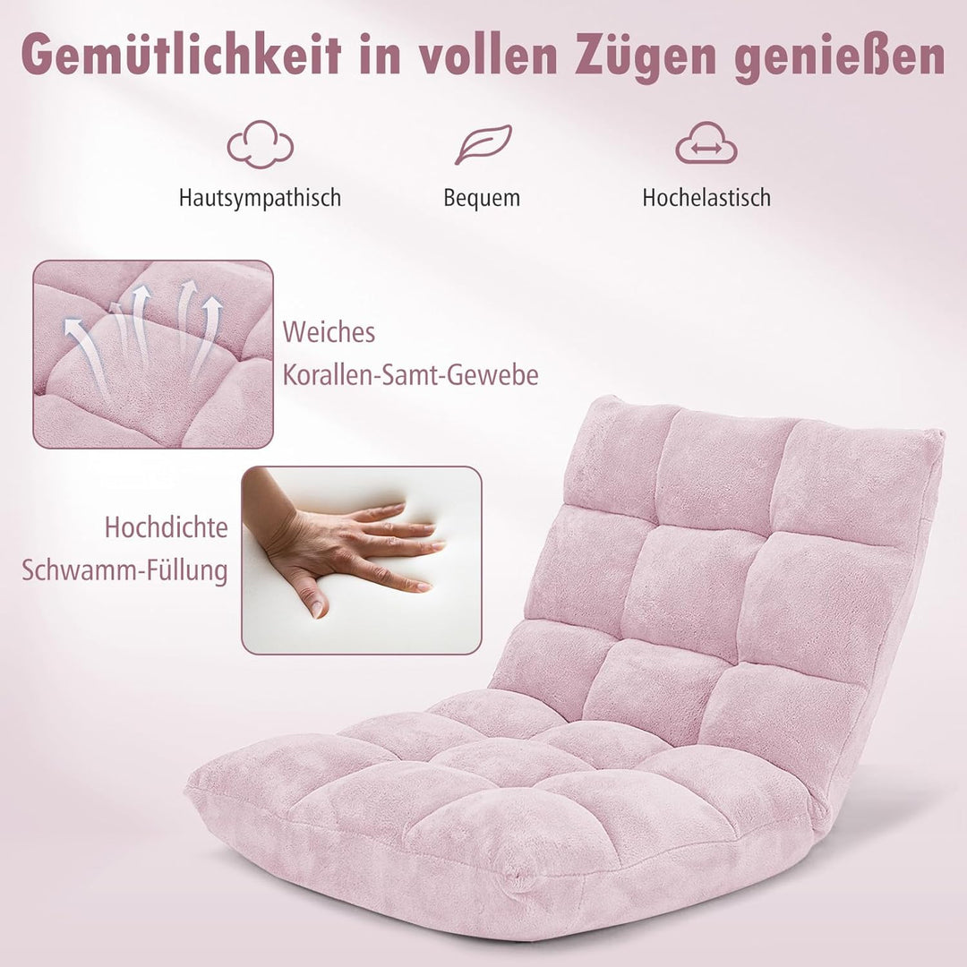 GOPLUS Bodenstuhl, Bodensofa mit Rückenlehne, Bodensessel mit Schlaffunktion, Floor Chair, Lazy Sofa