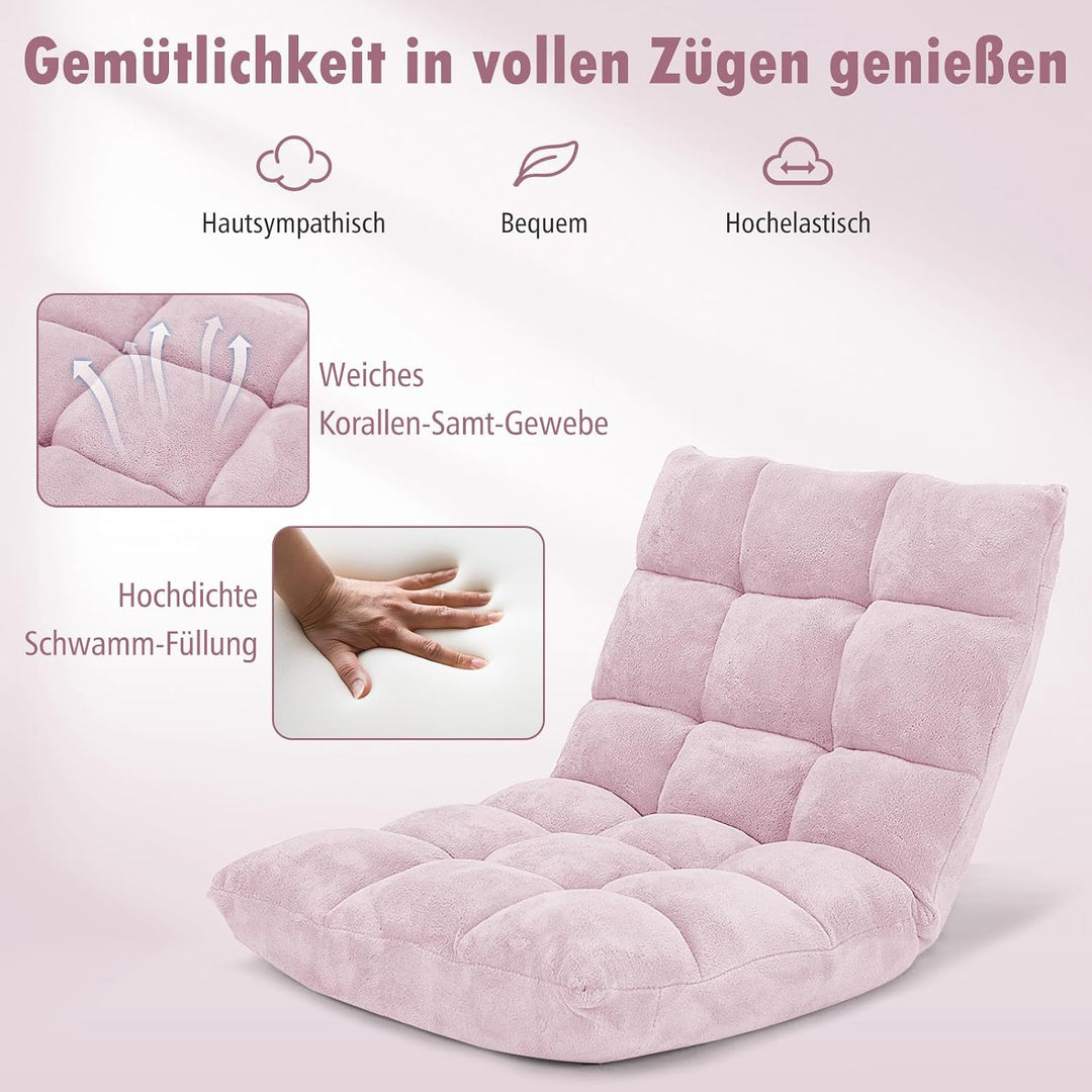 RELAX4LIFE Bodenstuhl Klappbar, Bodensessel mit Verstellbarer Rückenlehne &amp; Liegefunktion, Bodensitz