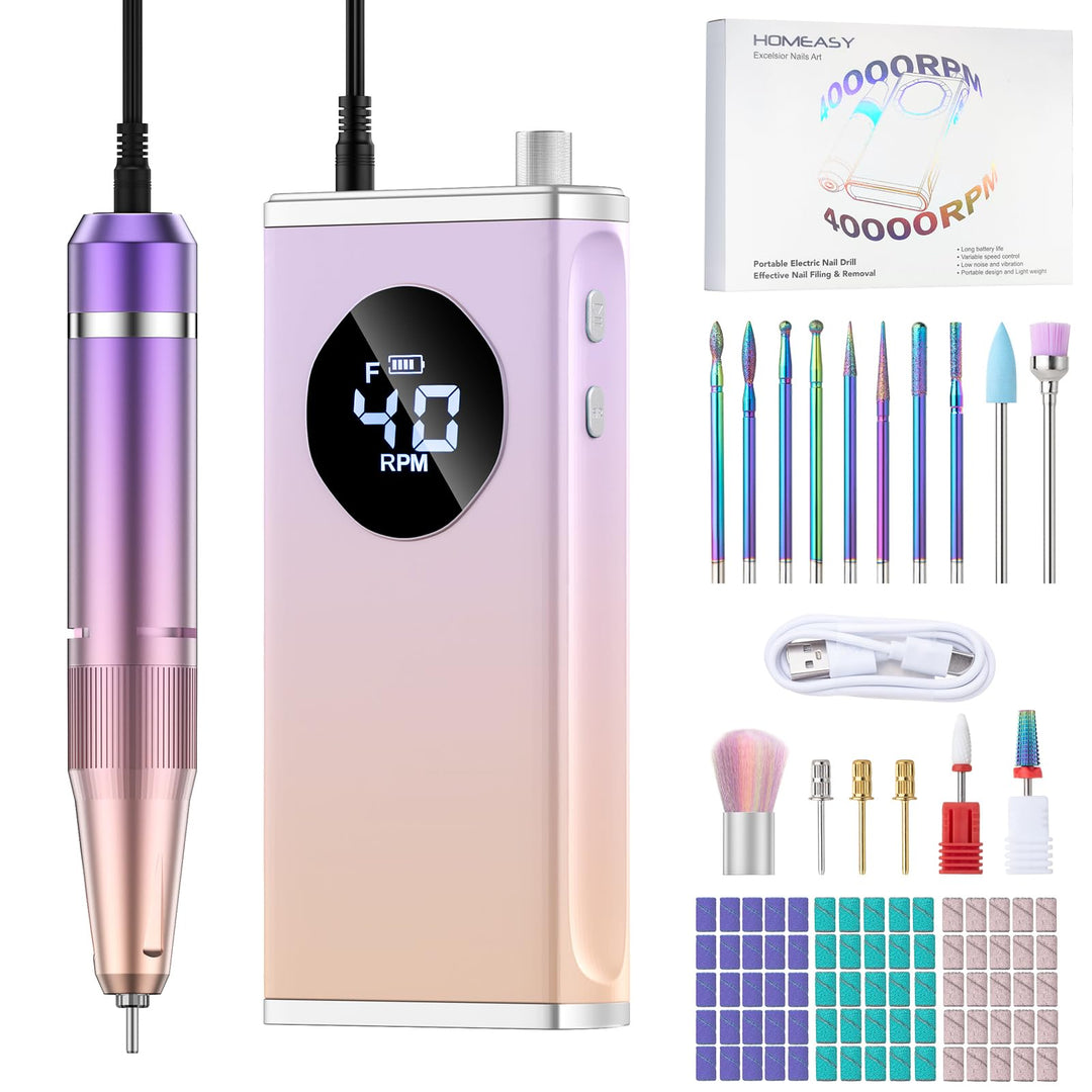 HOMEASY Nagelfräser Elektrisch Profi Maniküre Pediküre Set 16 IN 1 Nagelfeile 40000 U/Min Tragbar Fr