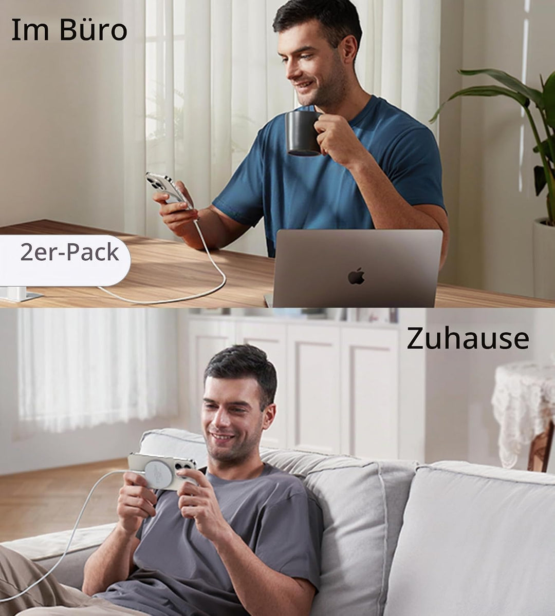 RoRoSkin 2 Pack Mag Safe Ladegerät, 15 W Induktive Ladestation Magnetisch Kabelloses Ladegerät, für