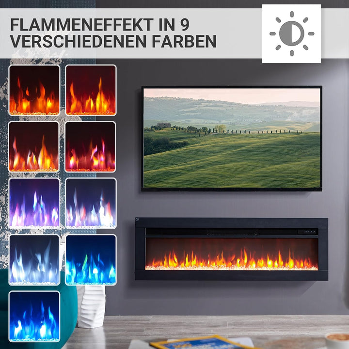 BALDERIA Elektrokamin Agnes 40" | 3in1 Elektrischer Stand-, Wand- oder Einbaukamin mit 3D-Flammeneff