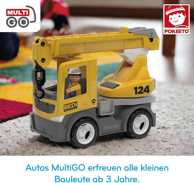 MultiGO Build Sandkasten Spielzeug für Kinder ab 3 Jahre - grosser Kran mit Fahrer - Sandspielzeug f