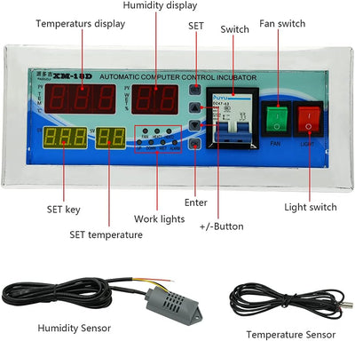 YALIKESI Digitaler Inkubator-Controller Inkubator-Controller Vollautomatischer Temperatur- und Feuch