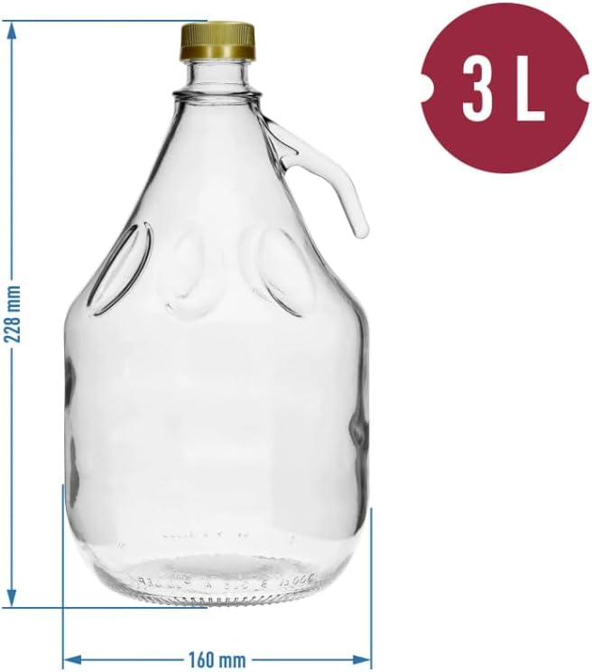 3 l (3000 ml) Demijohn mit Schraubverschluss – Luftschleuse, Bung Gärflasche Cider Carboy 1 Gallone,