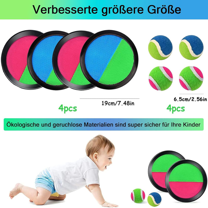 Klettballspiel Klettball Set mit Fangscheiben Bälle, Klettballspiel für Kinder, Ballspiele Klettspie