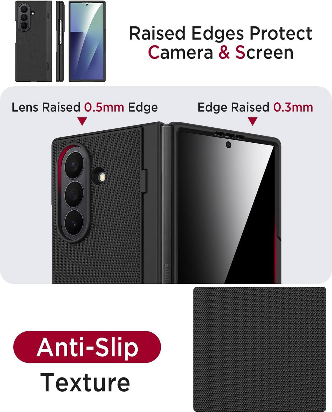 Miimall Handyhülle Kompatibel Samsung Galaxy Z Fold 7 mit Hülle mit Displayschutz Privatsphäre, Ultr
