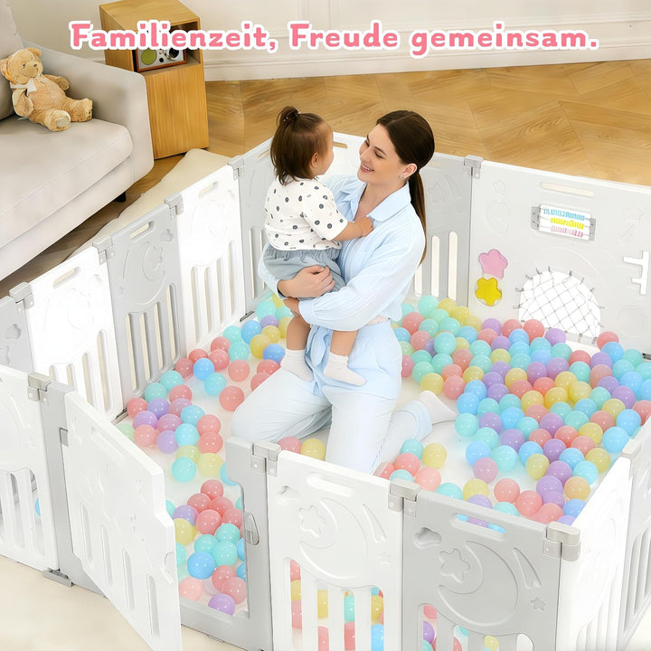Dripex Laufgitter Baby Laufstall Faltbar mit Verbesserten Schrauben Rutschfeste Saugnäpfe Kunststoff