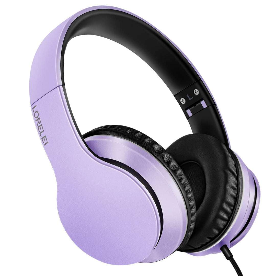 LORELEI X6 Over-Ear Headphones with Microphone, Lightweight Foldable & Portable Stereo Bass Headphon