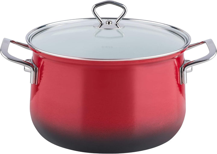 RIESS 0659-039 Fleischtopf mit Glasdeckel, NOUVELLE BROMBEER, Durchmesser 24cm, Inhalt 6 Liter, Emai