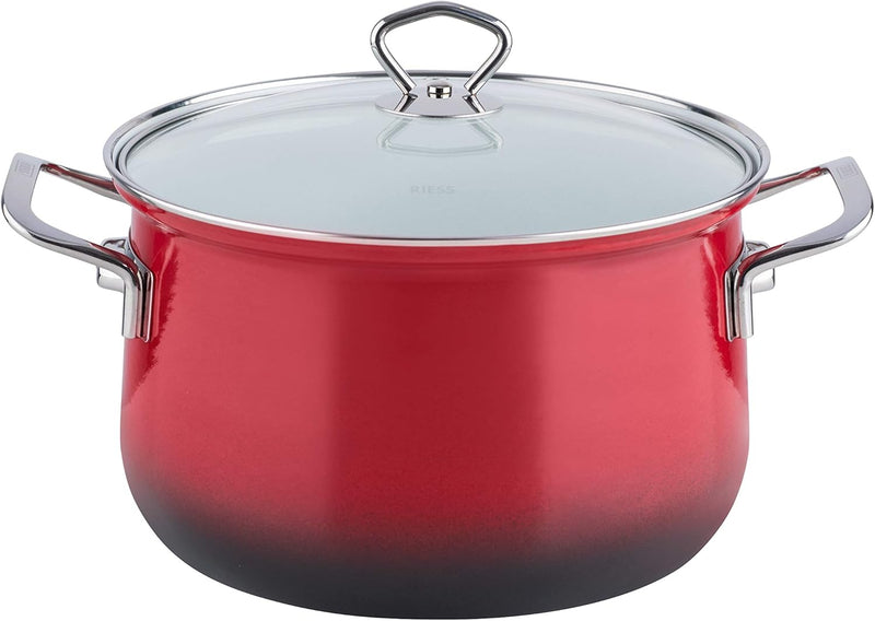 RIESS 0659-039 Fleischtopf mit Glasdeckel, NOUVELLE BROMBEER, Durchmesser 24cm, Inhalt 6 Liter, Emai