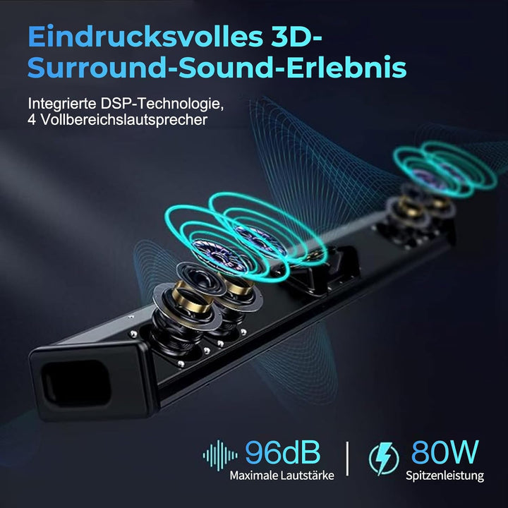 OXS S3 Soundbar für Fernseher, Heimkino-Audio mit Bluetooth 5.0, dynamischer Bass, 3D-Surround-Sound