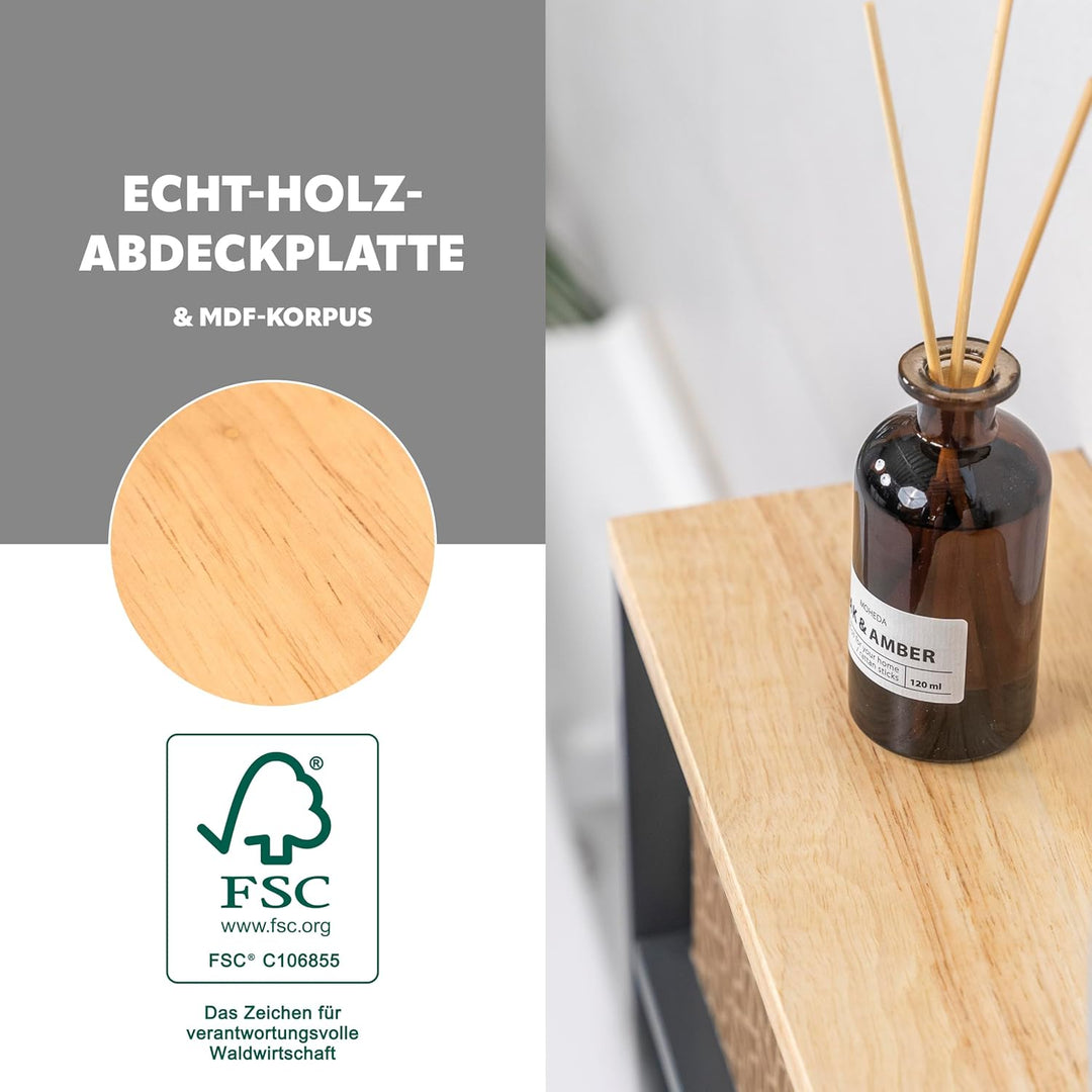 eluno Bad-Rollwagen, Nischenwagen, Küchenwagen, Bad-Organizer mit 3 Ebenen (Holz-Grau), Holz-Grau