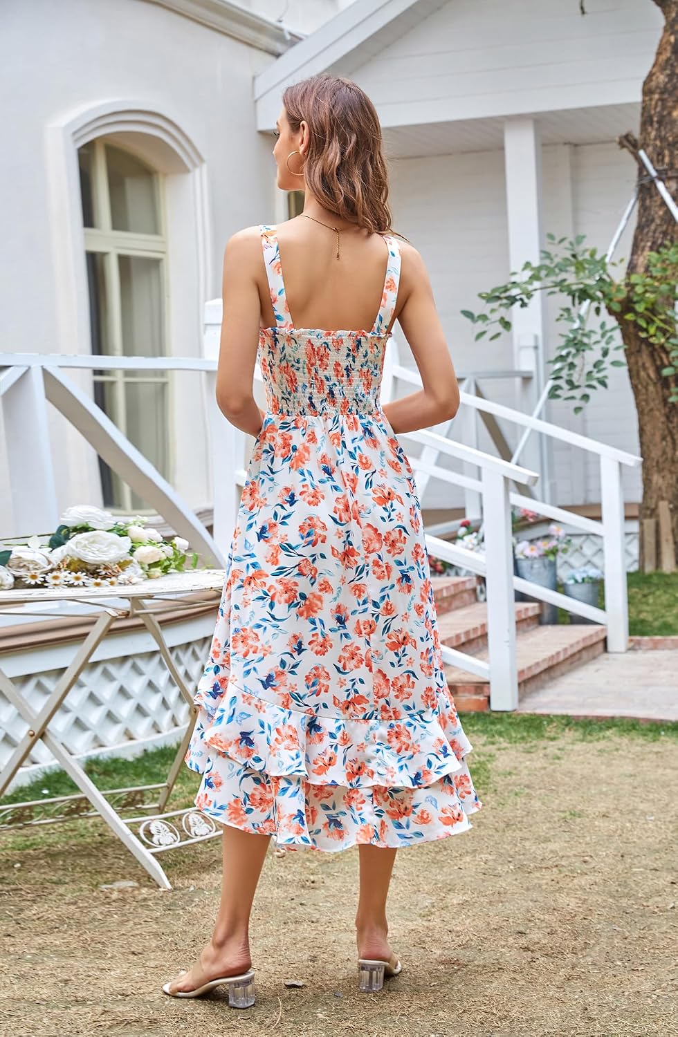 GRACE KARIN Damen langes Blumenkleid Ärmellos Spaghettiträger Freizeitkleid | Maxilang,Breite Träger
