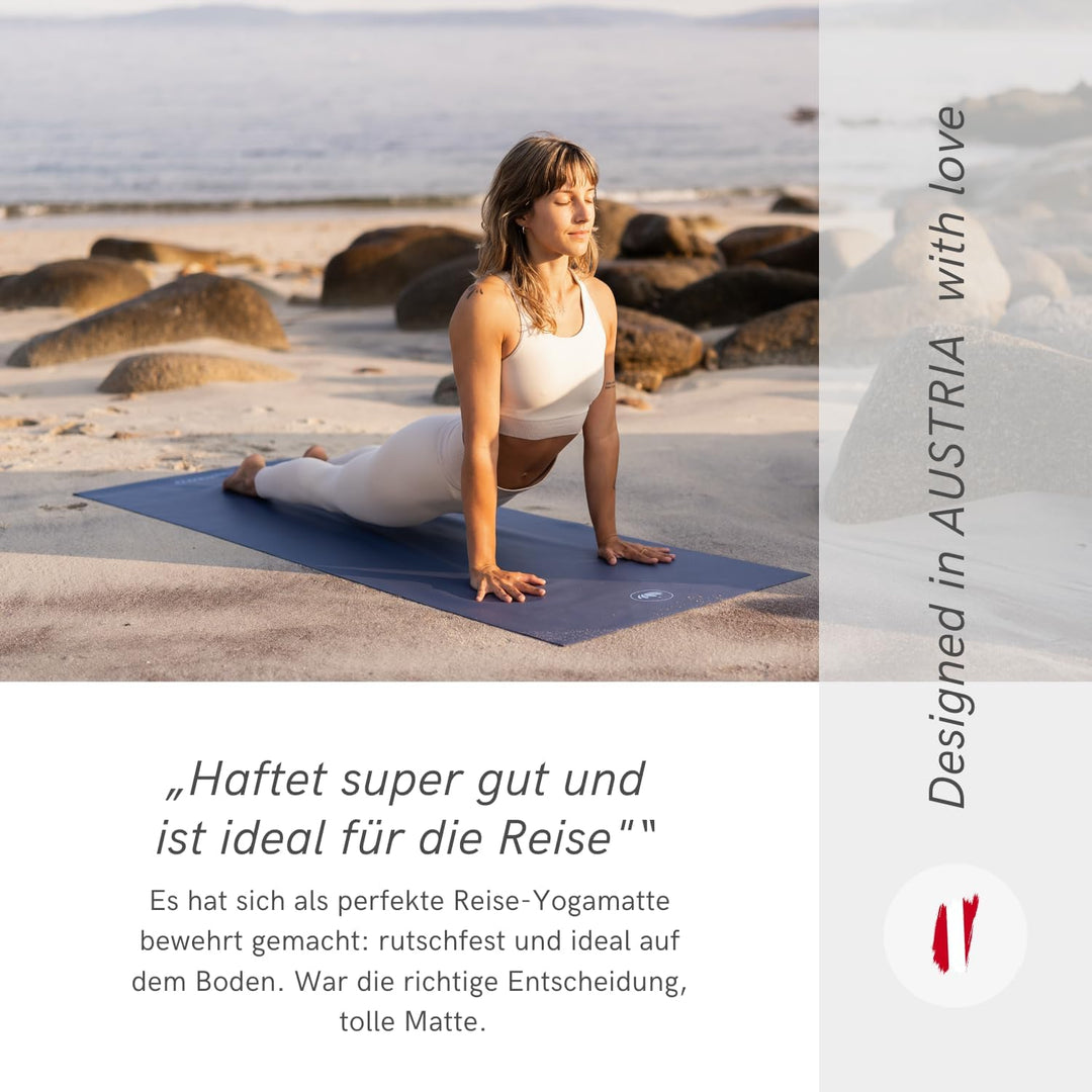 Lotuscrafts® Yogamatte dünn und faltbar, aus Naturkautschuk, Made in Spain, 1kg leiche Reisematte, 1