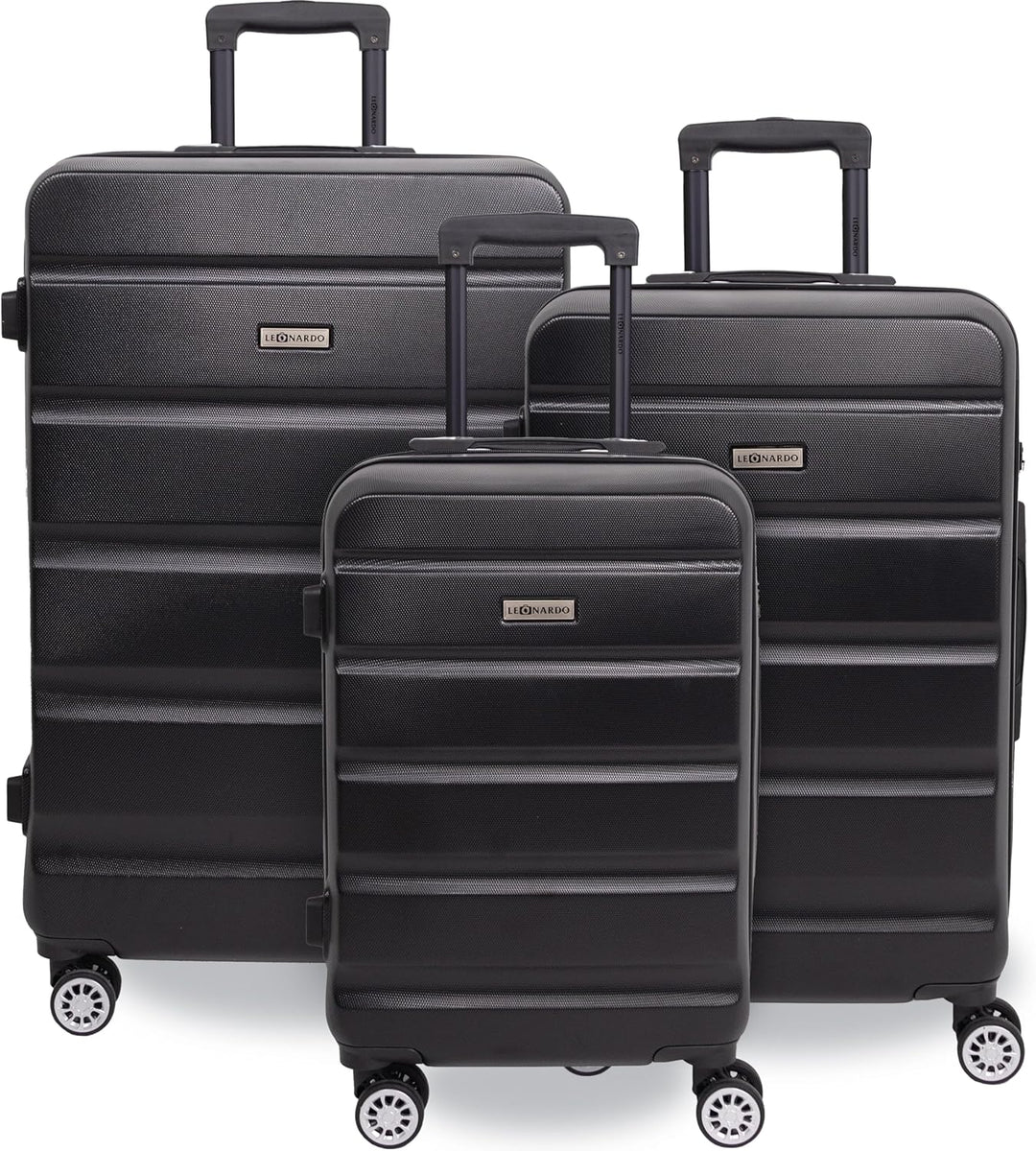 Leonardo® Kofferset 3 teilig | Koffer mit TSA-Schloss | Reisekoffer | Reisetasche mit 4 Doppelten Ro