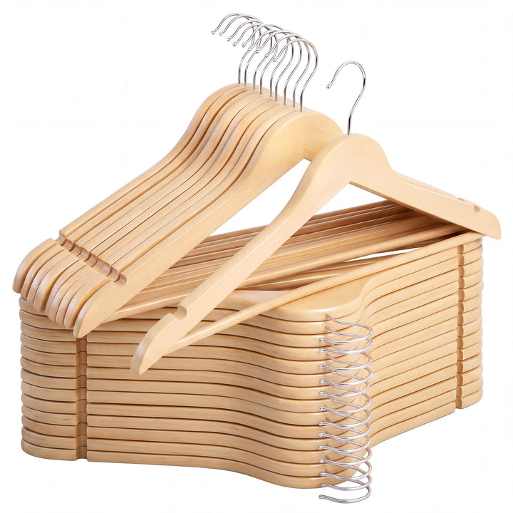 StorageWorks Kleiderbügel, Kleiderbügel Holz, Natürlicher Holzkleiderbügel, Stabile Kleiderbügel rut
