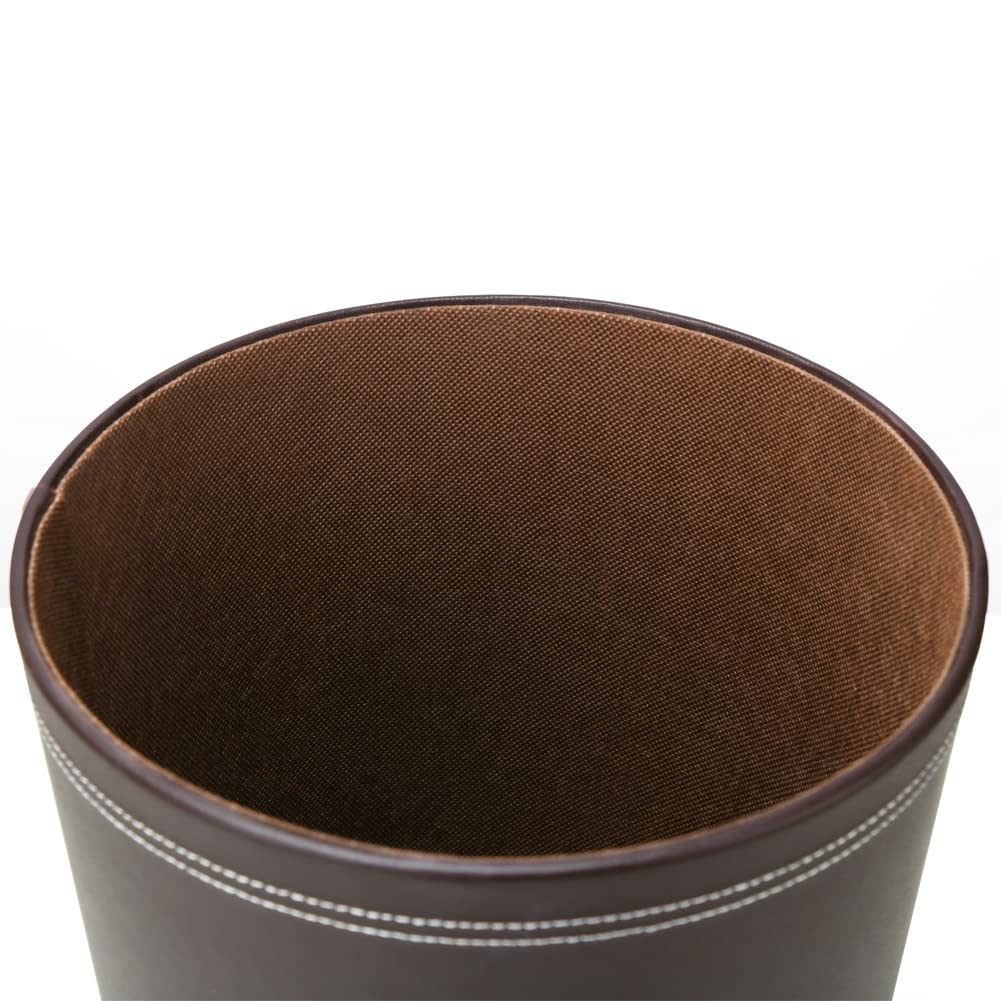 KINGFOM™ Klassisch Leder Papierkorb für Büro/Badezimmer/küche/Schlafzimmer (Braun), Braun