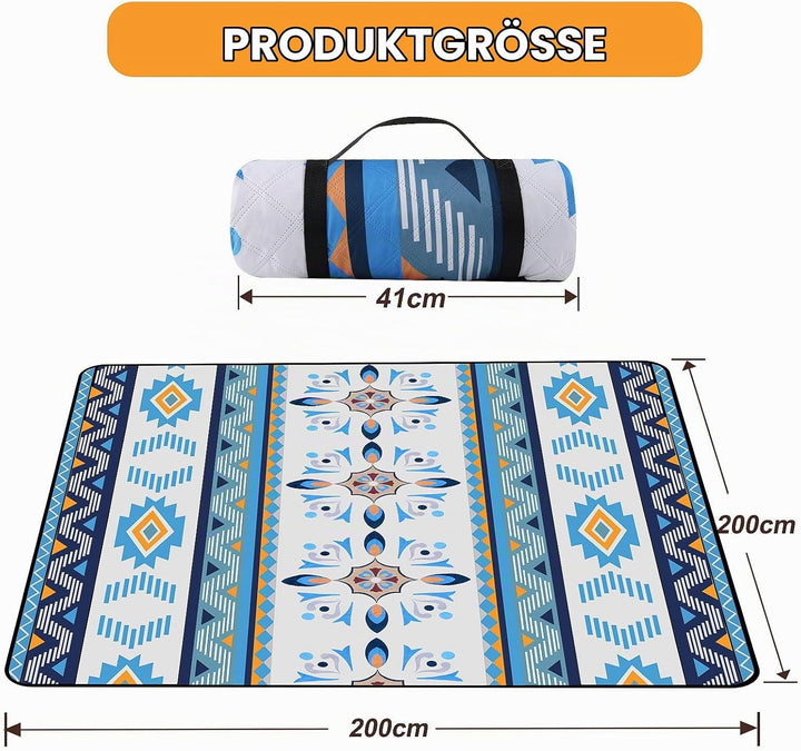 EXTSUD Outdoor Picknickdecke, 200x200cm Camping Picknick Matte Feuchtigkeit Pad Meeres-Herz Tragbare