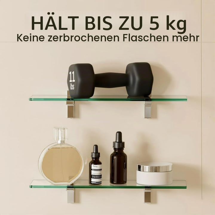 KES Duschablage Glas Badezimmer Wandregal 8mm Hartglas Glasregal Glasablage Bad Ablage Dusche Duschr
