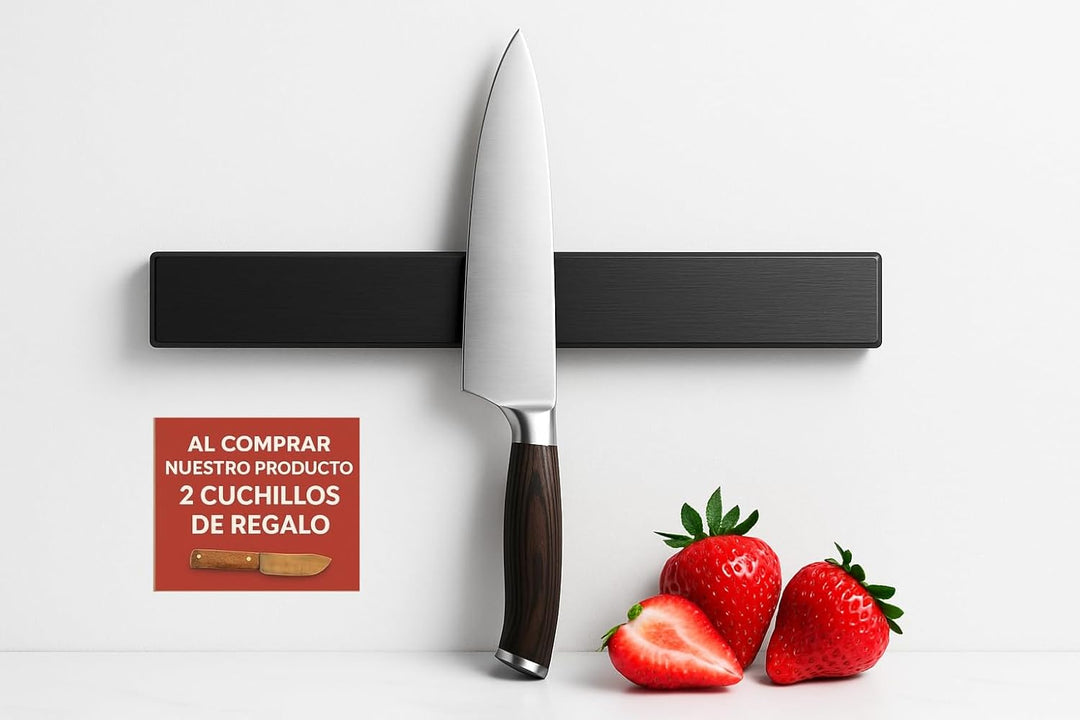 Magnet für Küchenmesser, 30 cm, mit 2 Messern, Magnetleiste für Messer, robust, Küchenmesserhalter,