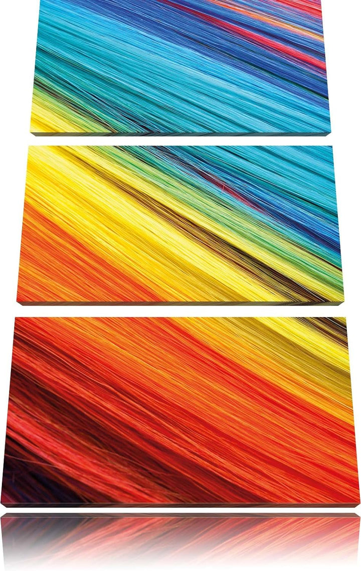 Pixxprint Bunte Streifen 3-Teiler Leinwandbild 120x80 Bild auf Leinwand
