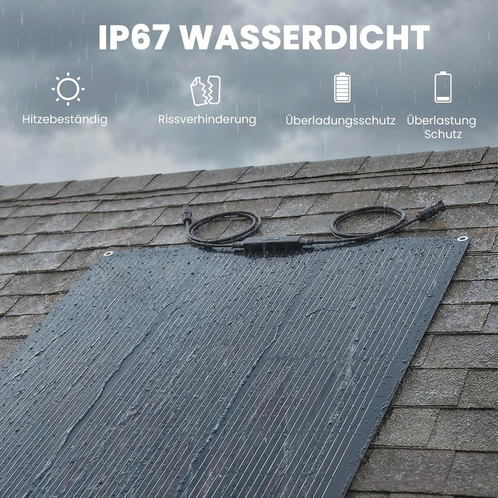 HOMCOM Solarpanel 100W 18V Tragbares Outdoor Solarladegerät mit 2 USB, LCD-Anzeige IP67 Wasserdicht