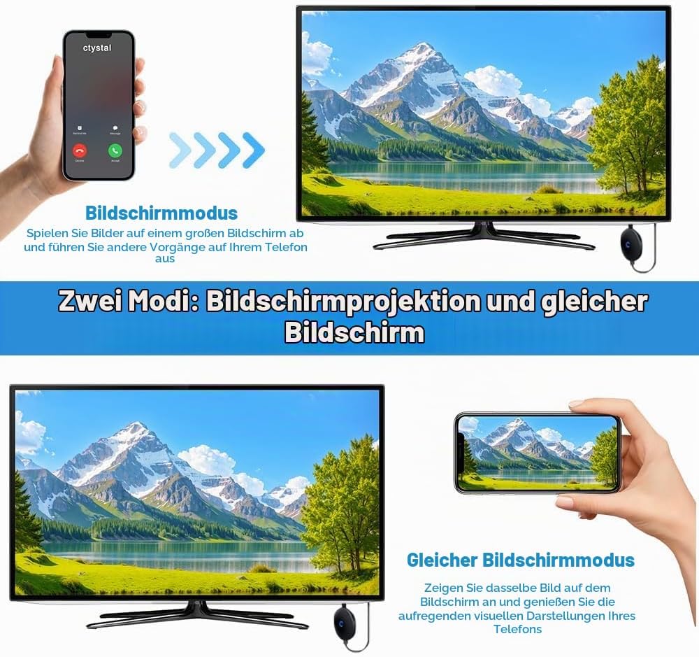 4K Full HD Miracast HDMI Dongle, 1080P Wireless HDMI Adapter, 5G Miracast Dongle, WiFi Display Dongl