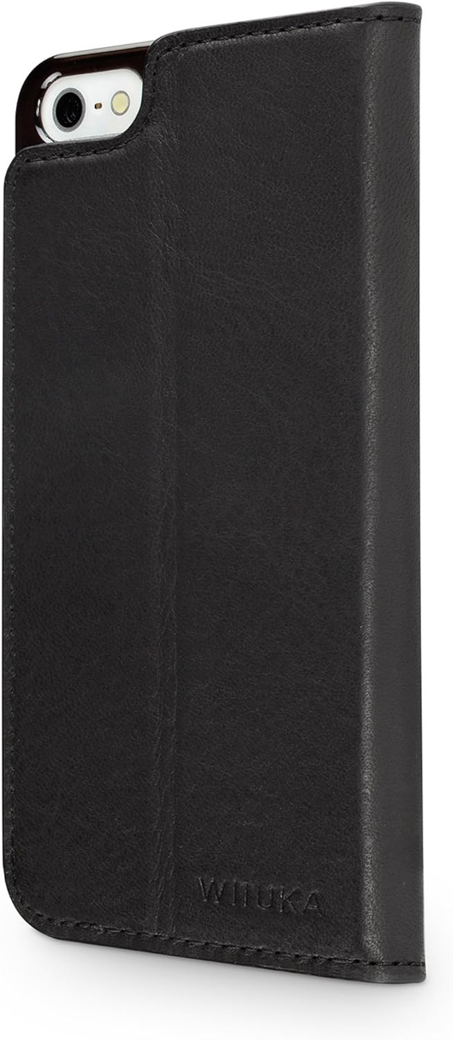 WIIUKA Echt Ledertasche -TRAVEL Nature- für Apple iPhone 5 / 5S / SE -DEUTSCHES Leder- Schwarz, mit