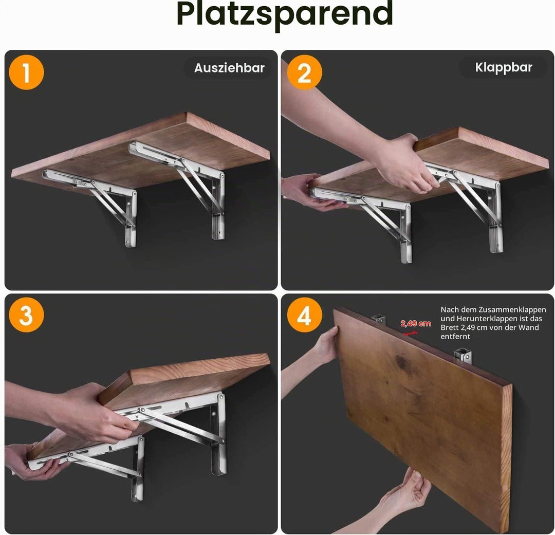 Professionelle Klappkonsole Schwerlast, Edelstahl Klappkonsolen Klappkonsole Tisch Klappregalhalteru