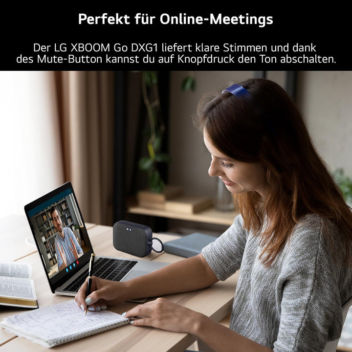 LG Bluetooth Lautsprecher, Freisprechfunktion an Telefonkonferenzen, 5h Akku, IPX5 Wasserschutz, Kab